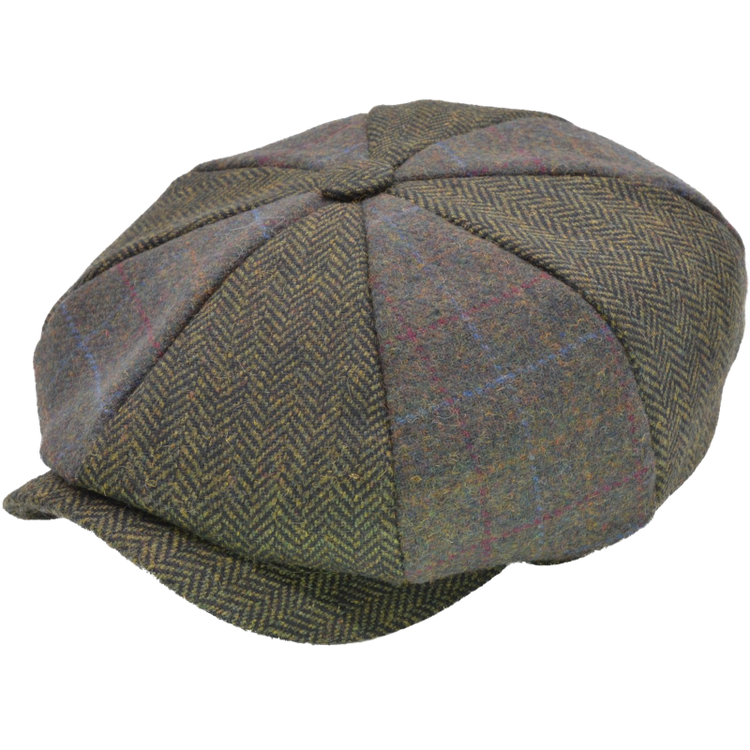 Grön tweed newsboy keps - Major Wear