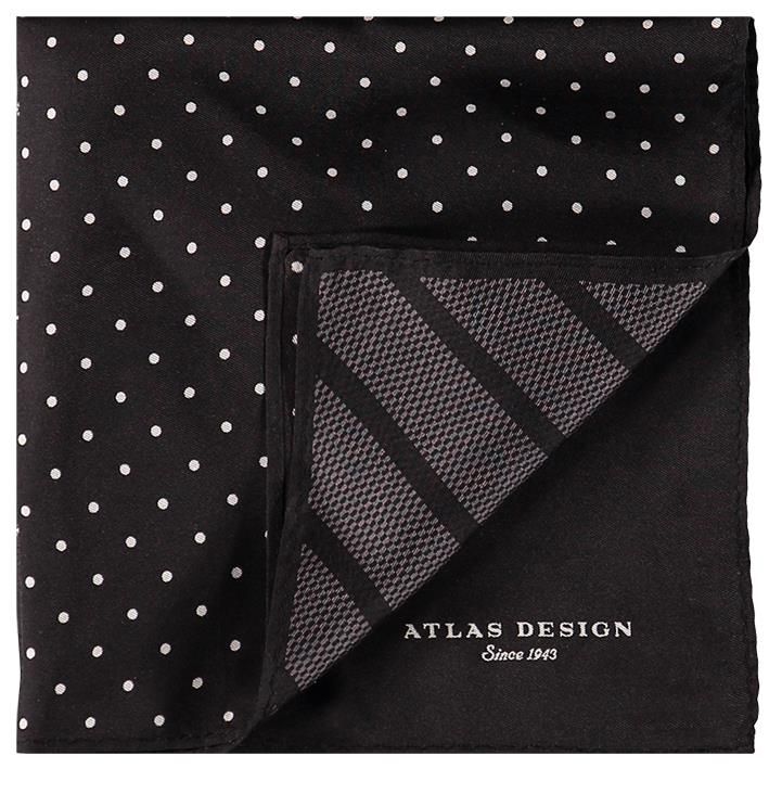 Svart näsduk med fyra olika mönster - Atlas Design
