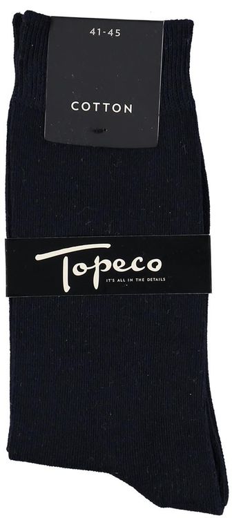 Enfärgad mörkblå bomullsstrumpa - Topeco