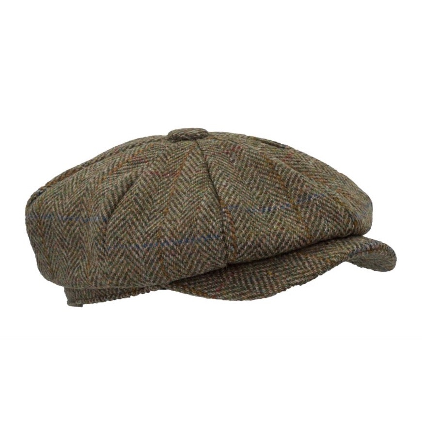 Keps Harris Tweed 8-Panel Baker Boy - Moss Green