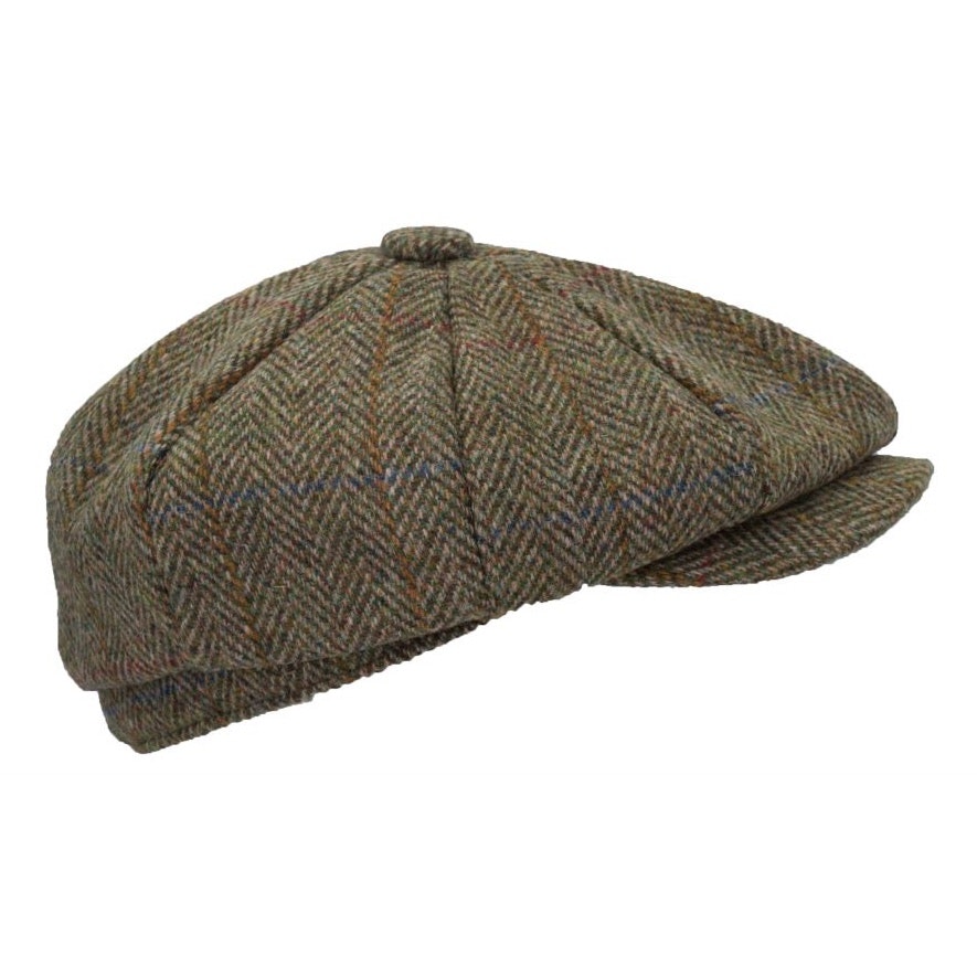 Keps Harris Tweed 8-Panel Baker Boy - Moss Green