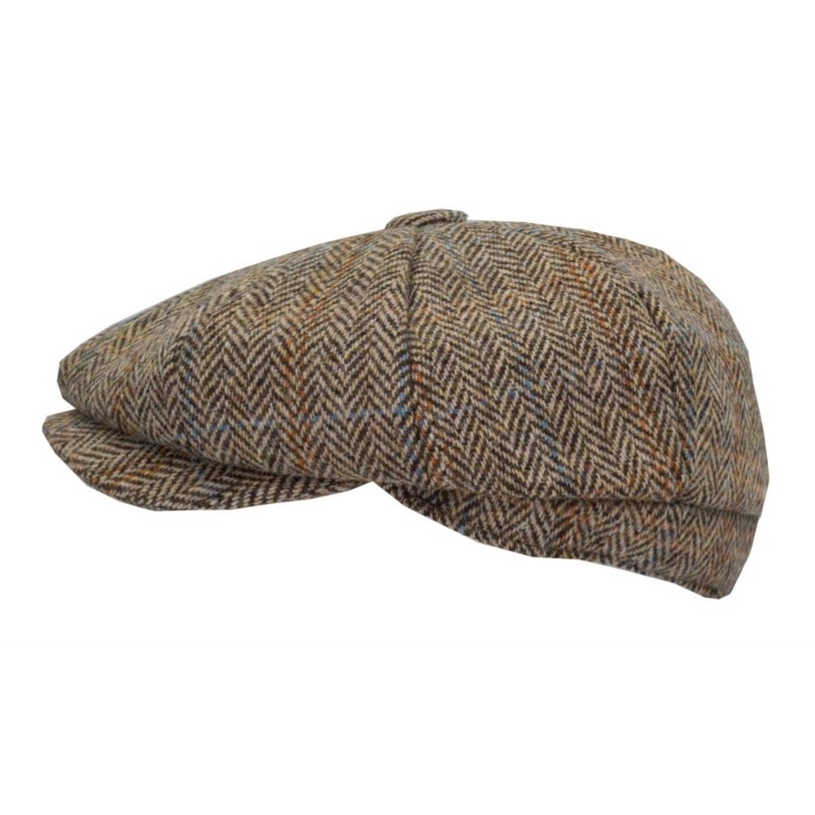 Keps Harris Tweed 8-Panel Baker Boy - White Sand