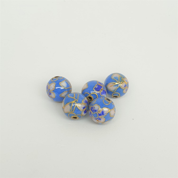 Cloisonne pärla, blå, metall med emalj