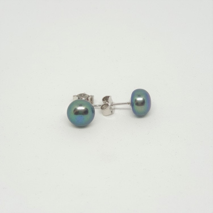 Blå pärlor på silverstift 9 mm