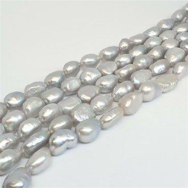Silvergrå pärlor ovala 8x12 mm