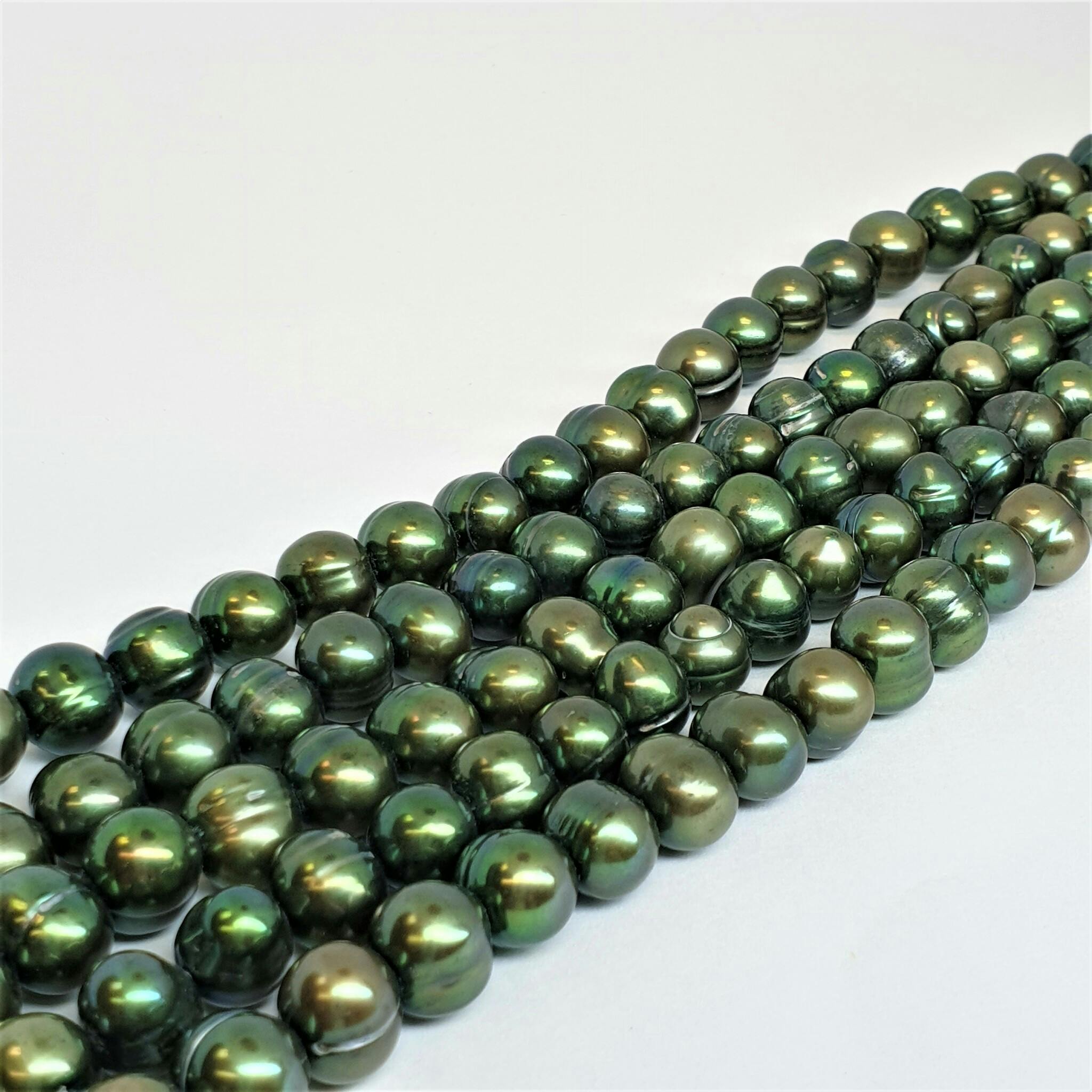 Gröna pärlor runda 7,5-8 mm