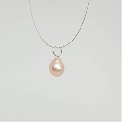Pärla 10 mm, rosa vackert droppformad på silverögla