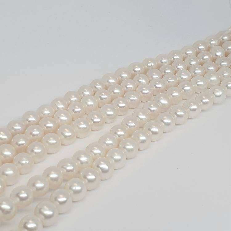 Vita runda pärlor 6,5-7 mm