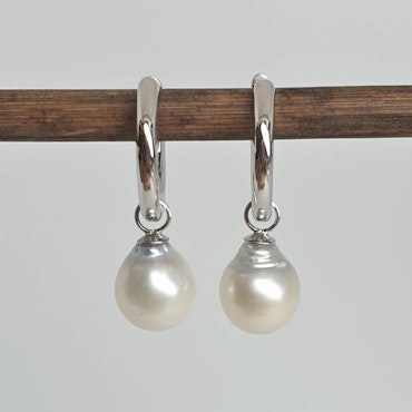 Vit-silver tahiti pärla på silverögla