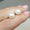 Vita pärlor på förgyllda silverstift 10 mm