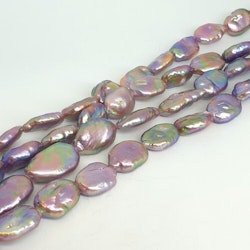 Rosa-violetta platta ovala pärlor 10x13 mm