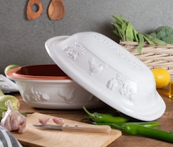 Römertopf Lergryta Rustico 6 personer 5 kg 4 liter. Stor. Glaserad Vit