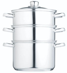 Kitchen Craft ångkokare 22 cm / 5 liter 3 delar våningar med glaslock. Rostfri