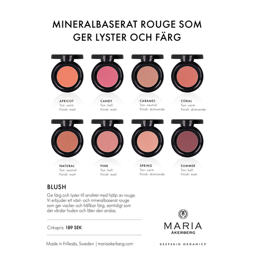 Mineralbaserat Blush / Rouge - 8 Nyanser - Maria Åkerberg