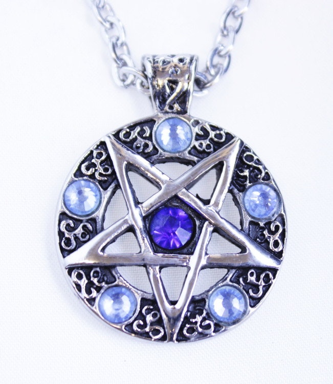 Halsband Pentagram/ Blue stones