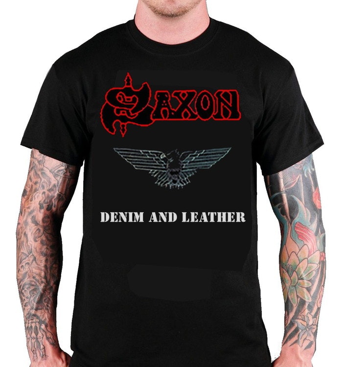 Saxon ‘Denim And Leather’ T-Shir