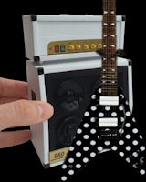 Randy Rhoads "Harpoon" Polka Dot V Miniature Guitar with white amp