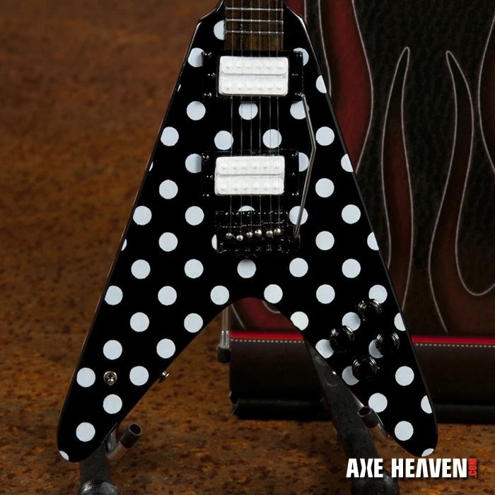 Randy Rhoads "Harpoon" Polka Dot V Miniature Guitar with white amp
