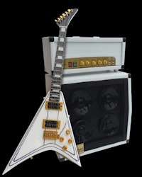 Randy Rhoads Signature White Flying V Miniature Guitar with white amp