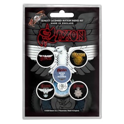 Saxon ‘Wheels Of Steel’ Button Badge 5-Pack