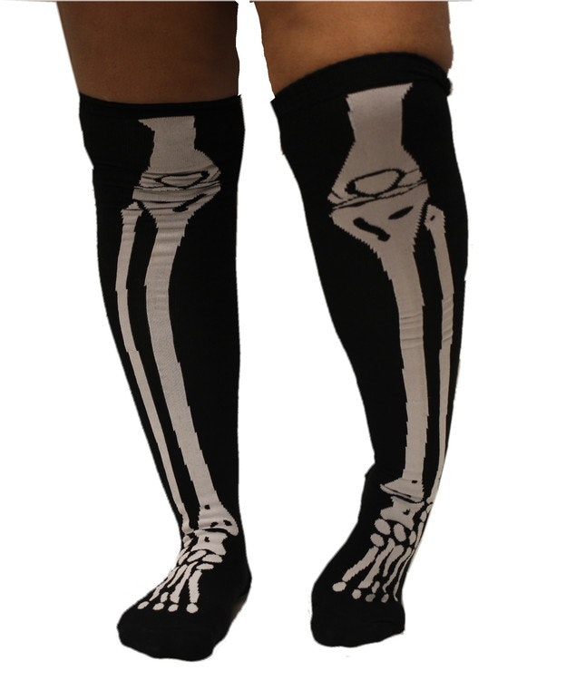 Women knee socks skeleton