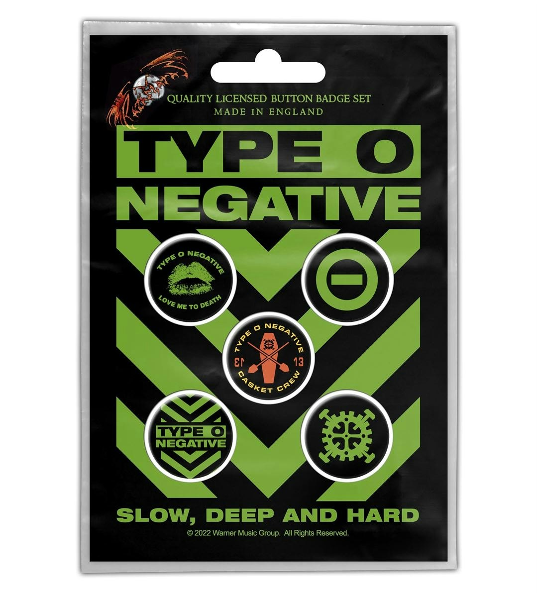 TYPE O NEGATIVE - SLOW, DEEP &amp; HARD 5-pack badge