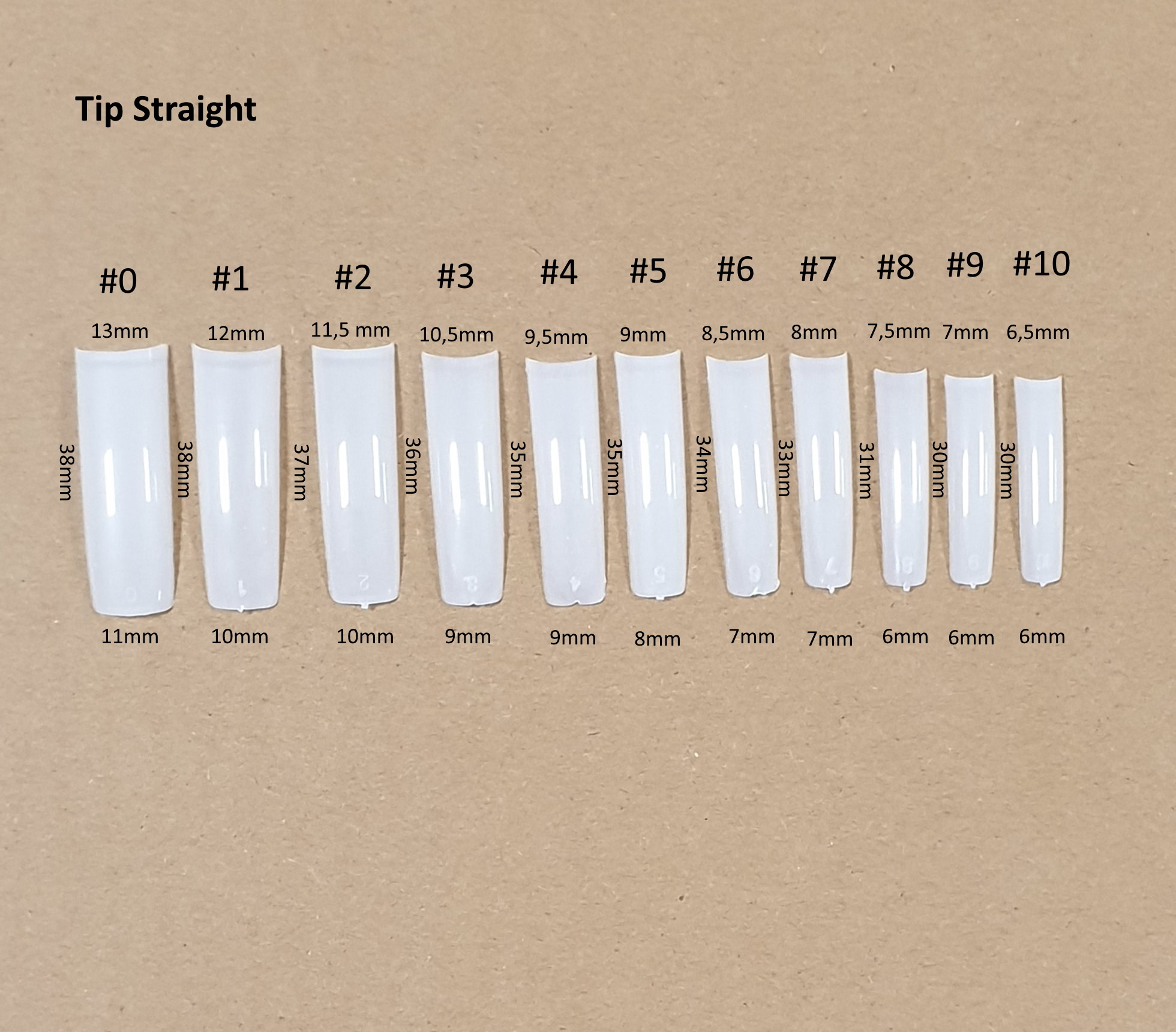 JET – Extra Long NATURAL Straight Nail Tip #10 - Pack 500pcs