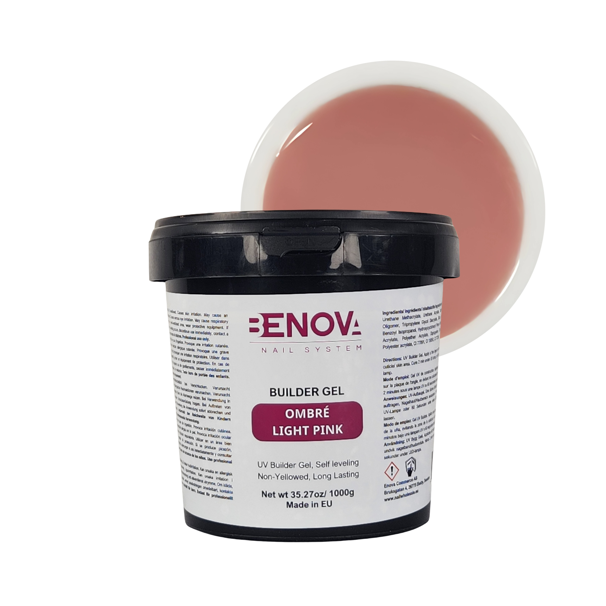 BENOVA Builder Gel - OMBRE LIGHT PINK - Pack 6 x 1000g