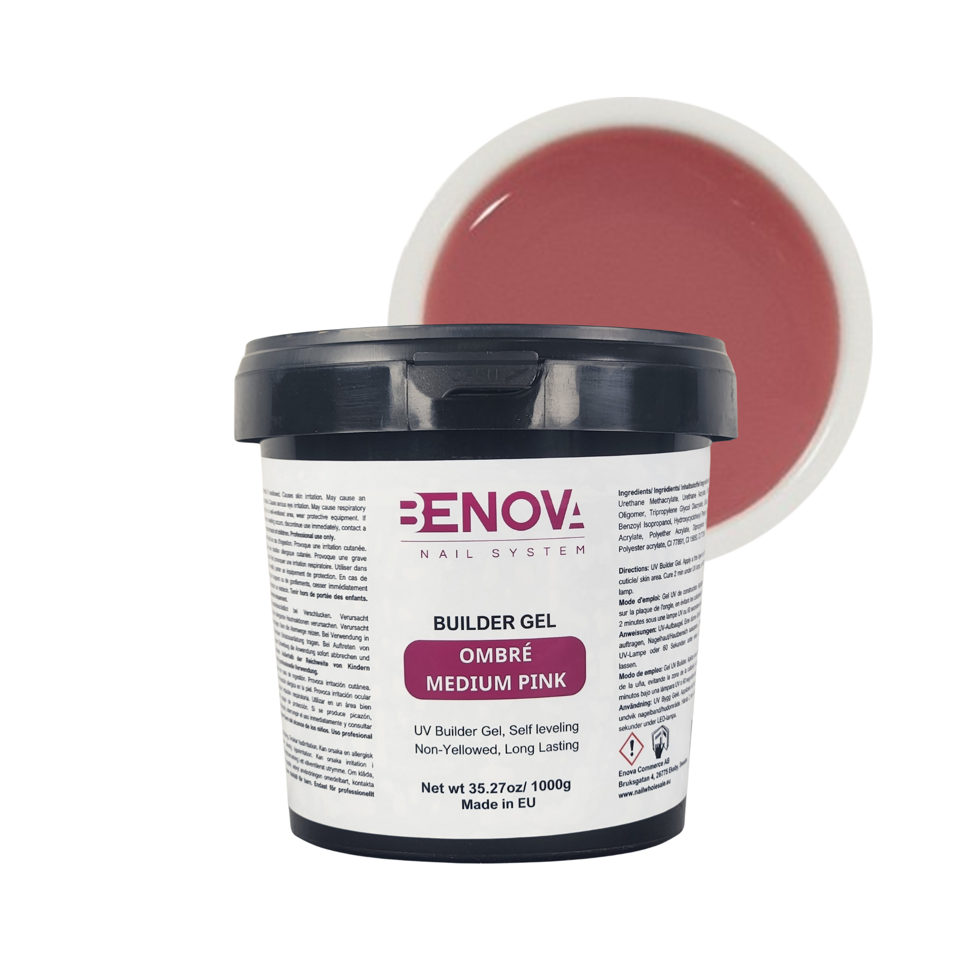 BENOVA Builder Gel - OMBRE MEDIUM PINK - Pack 6 x 1000g