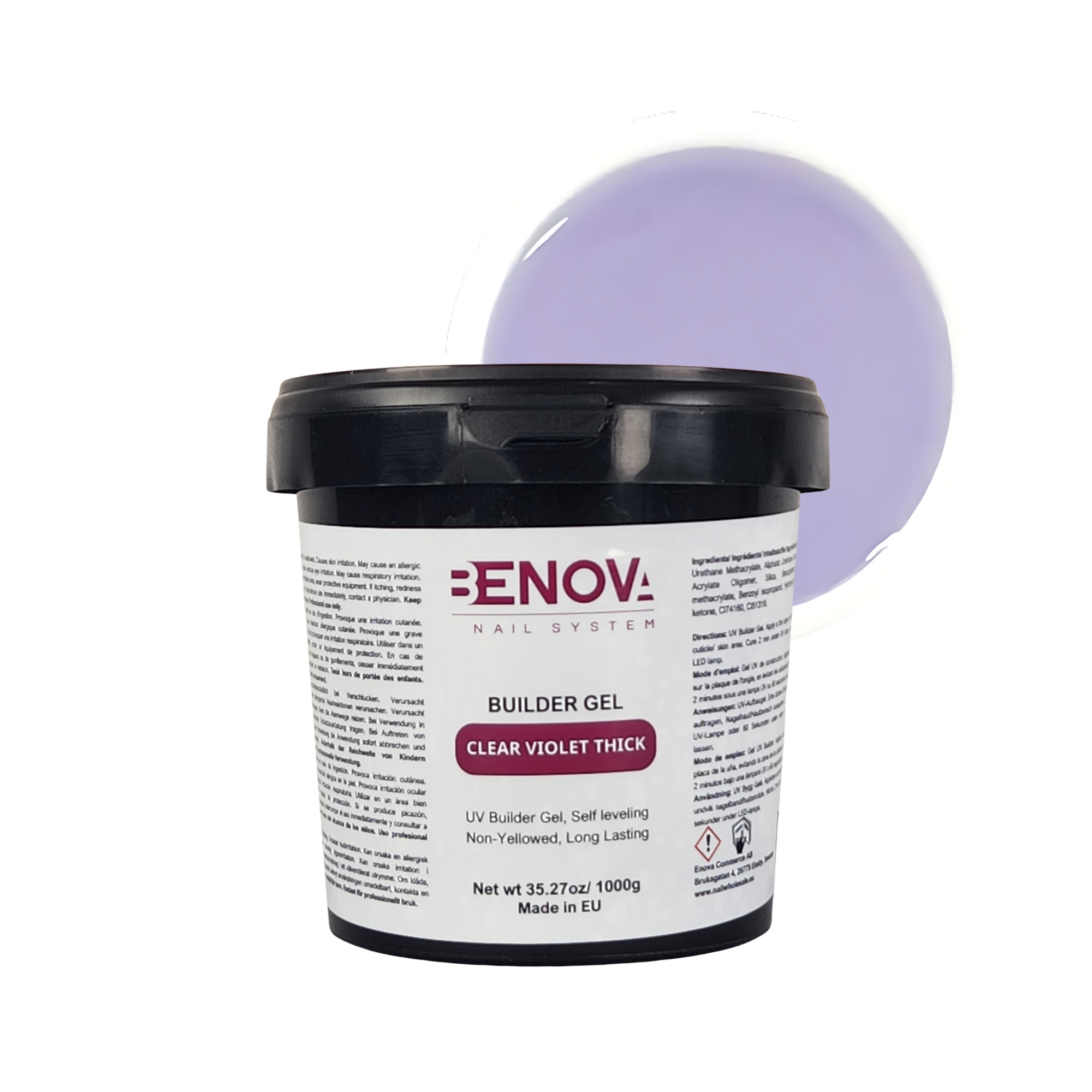 BENOVA Builder Gel - CLEAR VIOLET THICK - Pack 6 x 1000g