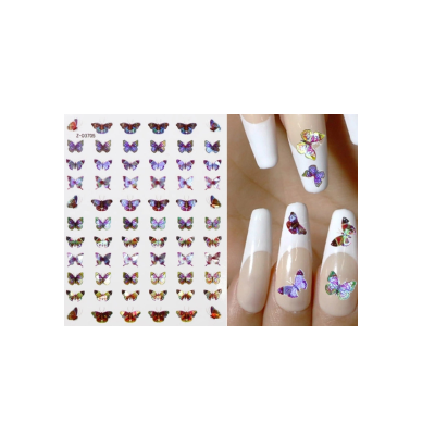 Nail Art Sticker - Laser 3D Bronzing Butterfly Design D3705