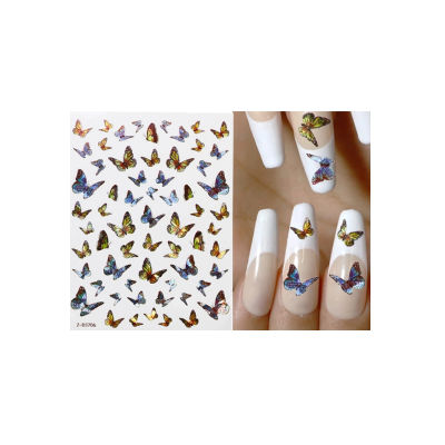 Nail Art Sticker - Laser 3D Bronzing Butterfly Design D3706