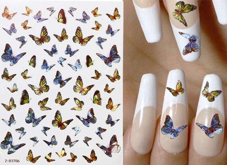 Nail Art Sticker - Laser 3D Bronzing Butterfly Design D3706