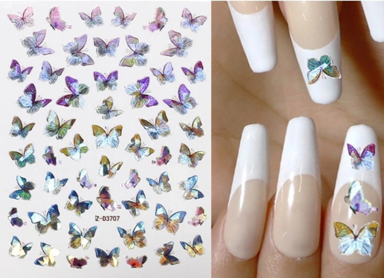 Nail Art Sticker - Laser 3D Bronzing Butterfly Design D3707