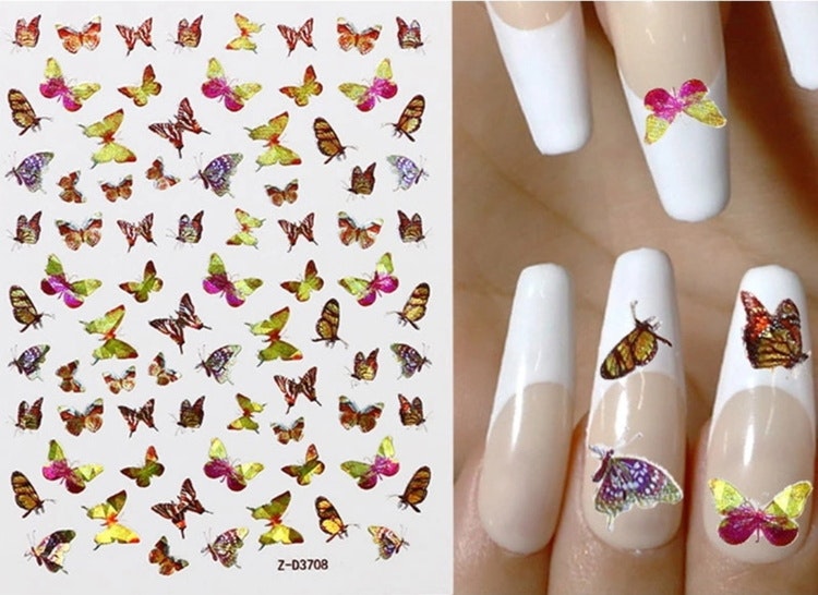 Nail Art Sticker - Laser 3D Bronzing Butterfly Design D3708