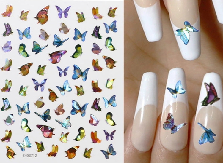 Nail Art Sticker - Laser 3D Bronzing Butterfly Design D3712