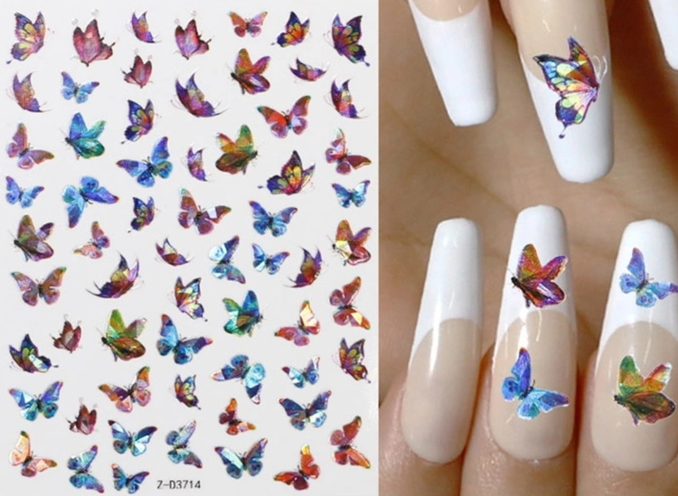 Nail Art Sticker - Laser 3D Bronzing Butterfly Design D3714