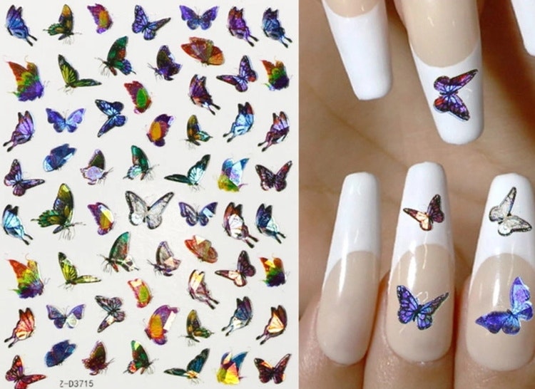 Nail Art Sticker - Laser 3D Bronzing Butterfly Design D3715