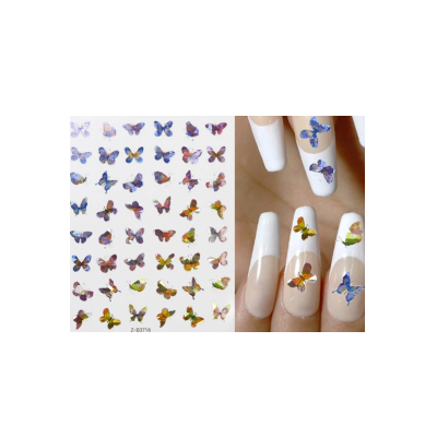 Nail Art Sticker - Laser 3D Bronzing Butterfly Design D3716