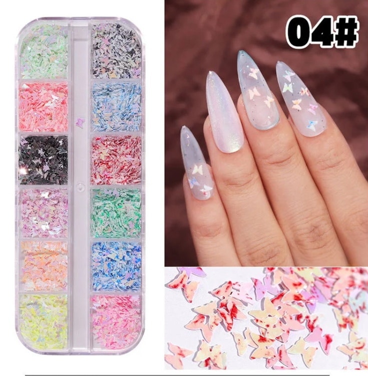 Nail Art Sequins 3D Mixed Butterfly - 12 Grids BU4