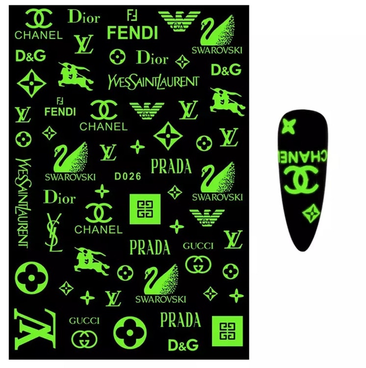 Brand Logo Nailart Sticker - GLOW IN THE DARK D026