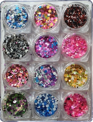 Flashing Crystal Glitter Sequins Set 12 - Round Mixed