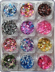 Flashing Crystal Glitter Sequins Set 12 - Round Mixed