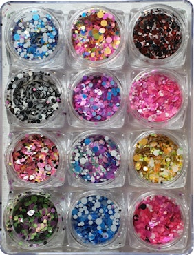 Flashing Crystal Glitter Sequins Set 12 - Round Mixed