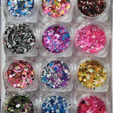 Flashing Crystal Glitter Sequins Set 12 - Mixed Multicolors