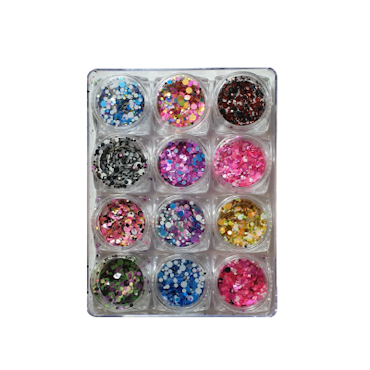 Flashing Crystal Glitter Sequins Set 12 - Mixed Multicolors