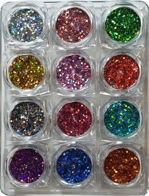 Flashing Crystal Glitter Sequins Set 12 - Mixed Multicolors