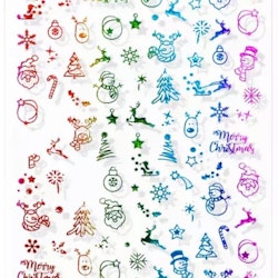 Christmas Colorful Rainbow  Nail Art Sticker - Design ZO-01