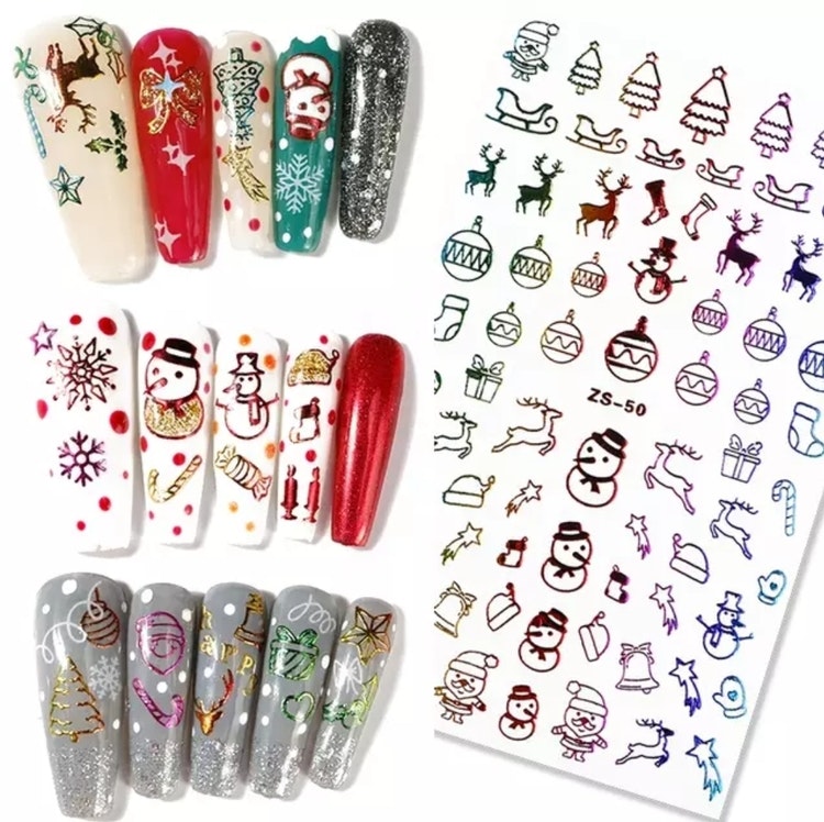 Christmas Colorful Rainbow  Nail Art Sticker - Design ZO-01