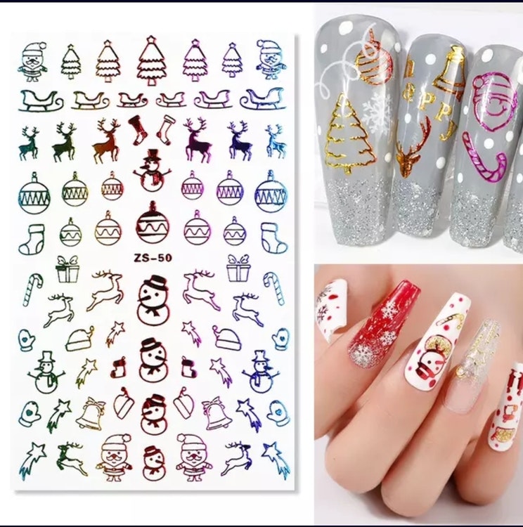 Christmas Colorful Rainbow  Nail Art Sticker - Design ZO-01